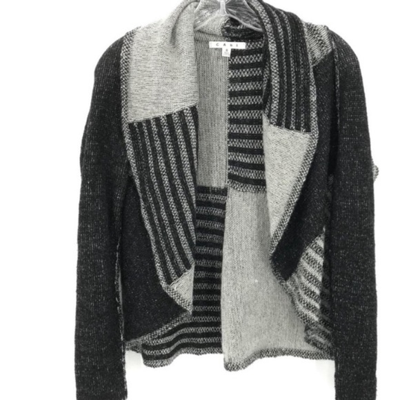 CAbi Black Gray Cardigan Knit Sweater Open Front - Picture 5 of 5